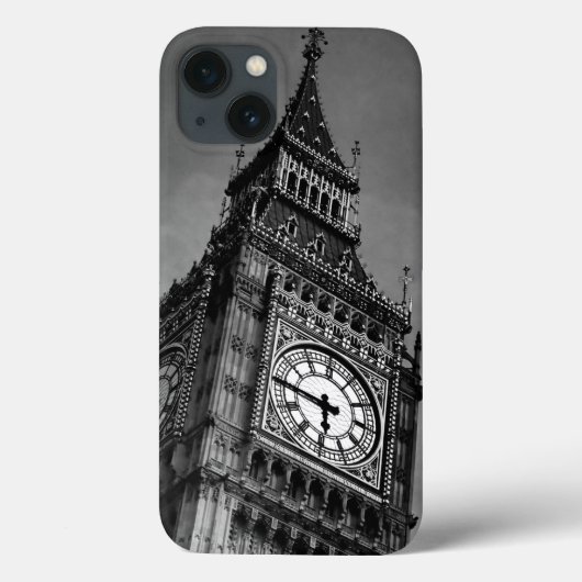 Black & White Big Ben Uhrturm Case-Mate iPhone Hülle (Rückseite)