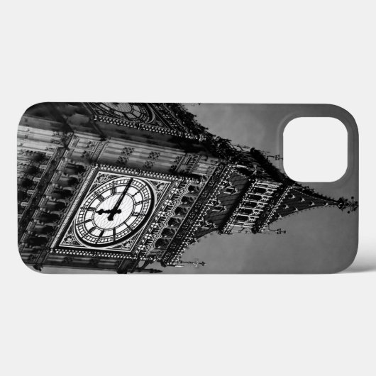 Black & White Big Ben Uhrturm Case-Mate iPhone Hülle (Rückseite (Horizontal))