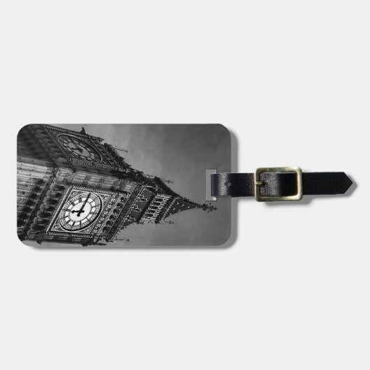 Black & White Big Ben Uhrturm Gepäckanhänger (Vorderseite horizontal)