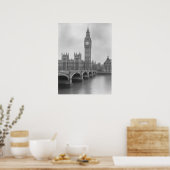 Black & White Big Ben - Vintage Londoner Sehenswür Poster (Küche)