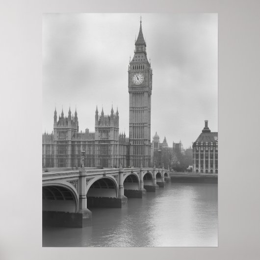 Black & White Big Ben - Vintage Londoner Sehenswür Poster (Vorne)