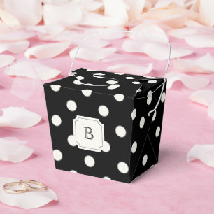 Black & White Big Polka Dots Chic Monogram Party Geschenkschachtel