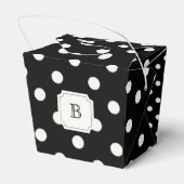 Black & White Big Polka Dots Chic Monogram Party Geschenkschachtel (Rückseite)