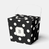 Black & White Big Polka Dots Chic Monogram Party Geschenkschachtel (Vorderseite)
