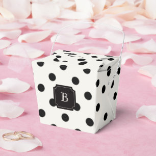 Black & White Big Polka Dots Chic Monogram Party Geschenkschachtel