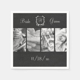 Black & White Biker Wedding Custom Paper Napkins Serviette
