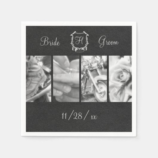 Black & White Biker Wedding Custom Paper Napkins Serviette (Vorderseite)