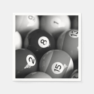 Black & White Billarlards Aight Ball Paper Napkin Serviette