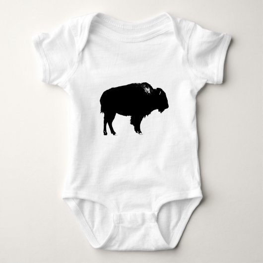 Black & White Bison Buffalo Silhouette Pop Baby Strampler (Vorderseite)