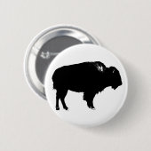 Black & White Bison Buffalo Silhouette Pop Button (Vorne & Hinten)