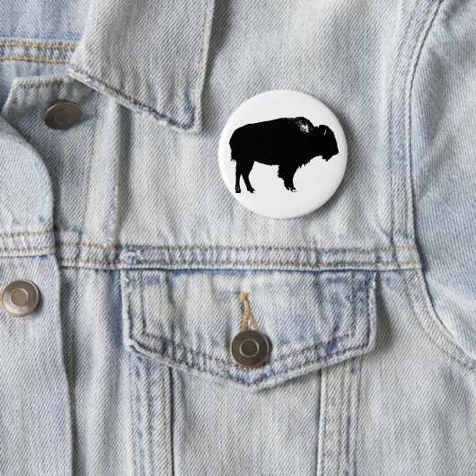 Black & White Bison Buffalo Silhouette Pop Button (Beispiel)