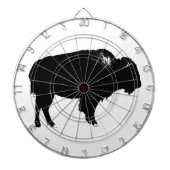 Black & White Bison Buffalo Silhouette Pop Dartscheibe (vorne)