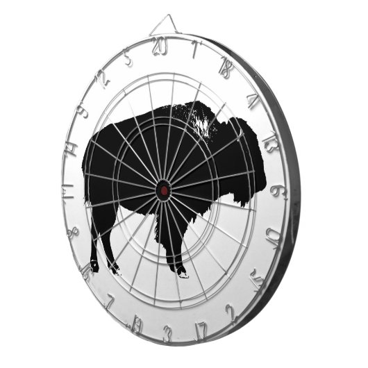 Black & White Bison Buffalo Silhouette Pop Dartscheibe (Vorderseite rechts)