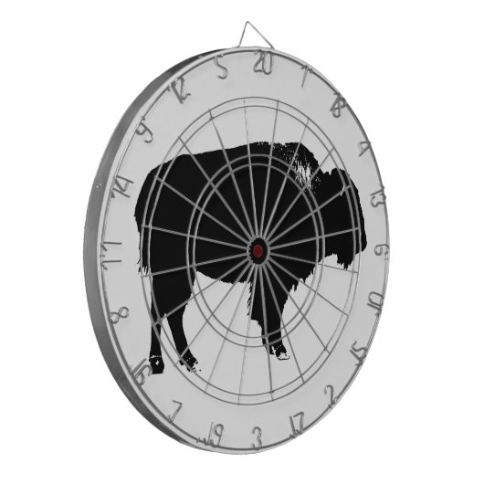 Black & White Bison Buffalo Silhouette Pop Dartscheibe (Vorderseite Links)