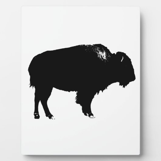 Black & White Bison Buffalo Silhouette Pop Fotoplatte (Vorderseite)