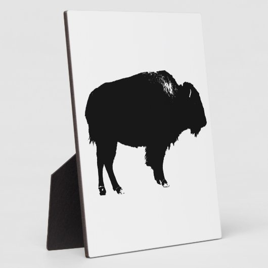 Black & White Bison Buffalo Silhouette Pop Fotoplatte (Seite)