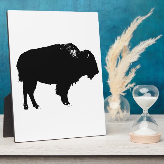 Black & White Bison Buffalo Silhouette Pop Fotoplatte (Seite)