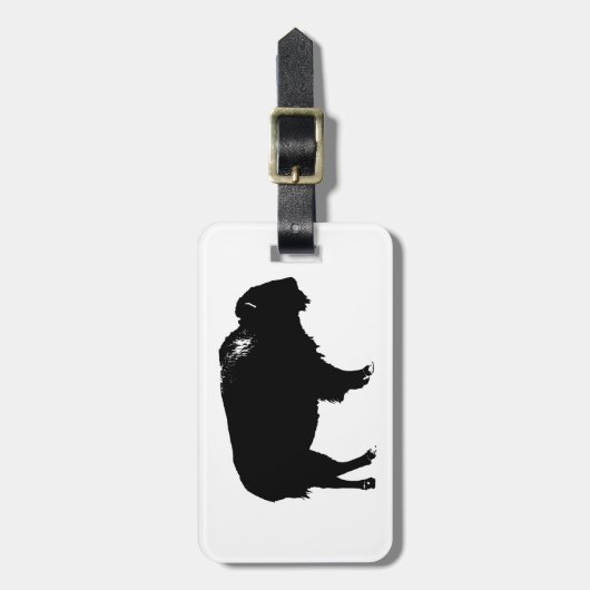 Black & White Bison Buffalo Silhouette Pop Gepäckanhänger (Vorderseite vertikal)