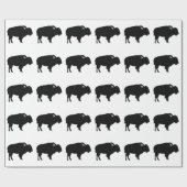 Black & White Bison Buffalo Silhouette Pop Geschenkpapier (Flach)