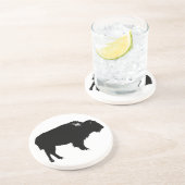 Black & White Bison Buffalo Silhouette Pop Getränkeuntersetzer (Seite)