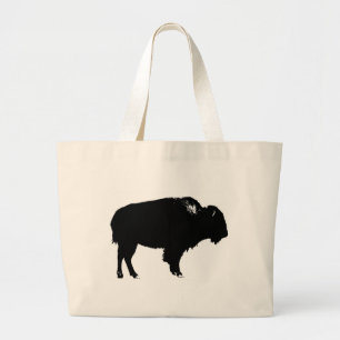Black & White Bison Buffalo Silhouette Pop Jumbo Stoffbeutel