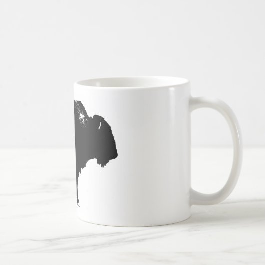 Black & White Bison Buffalo Silhouette Pop Kaffeetasse (Rechts)