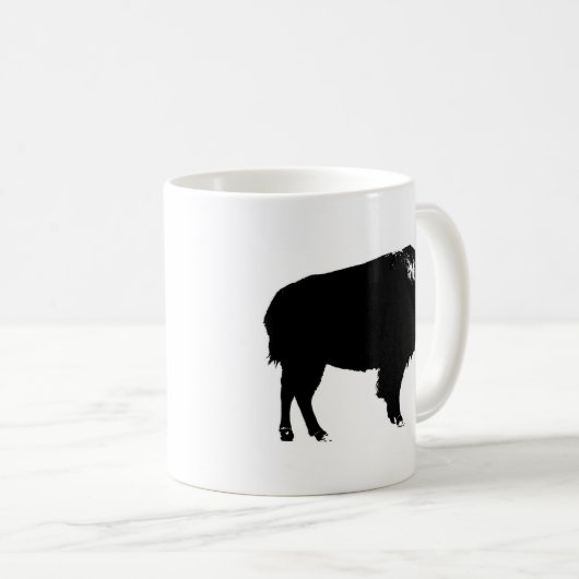 Black & White Bison Buffalo Silhouette Pop Kaffeetasse (VorderseiteRechts)