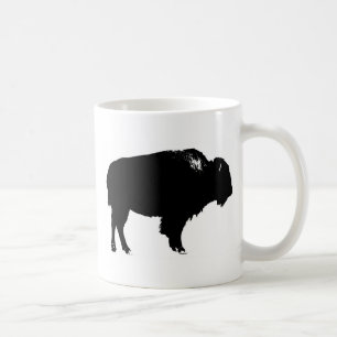 Black & White Bison Buffalo Silhouette Pop Kaffeetasse