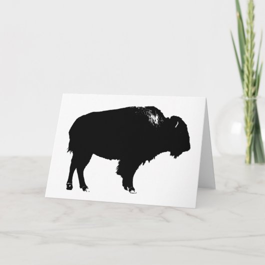 Black & White Bison Buffalo Silhouette Pop Karte (Vorderseite)
