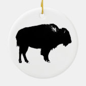 Black & White Bison Buffalo Silhouette Pop Keramik Ornament (Hinten)