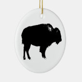 Black & White Bison Buffalo Silhouette Pop Keramikornament (Rechts)