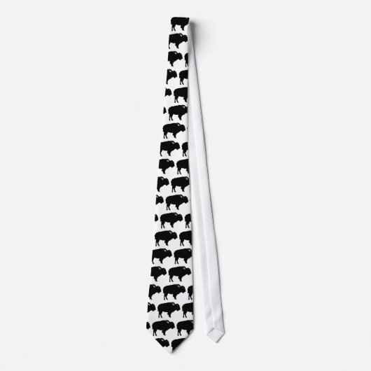 Black & White Bison Buffalo Silhouette Pop Krawatte (Vorderseite)