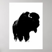 Black & White Bison Buffalo Silhouette Pop Poster (Vorne)