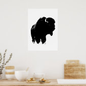 Black & White Bison Buffalo Silhouette Pop Poster (Küche)