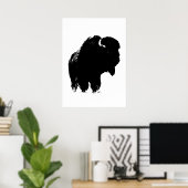 Black & White Bison Buffalo Silhouette Pop Poster (Heimbüro)