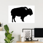 Black & White Bison Buffalo Silhouette Pop Poster (Heimbüro)