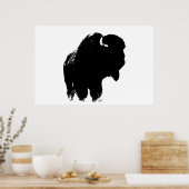 Black & White Bison Buffalo Silhouette Pop Poster (Küche)