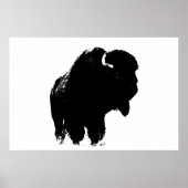 Black & White Bison Buffalo Silhouette Pop Poster (Vorne)