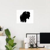 Black & White Bison Buffalo Silhouette Pop Poster (Heimbüro)
