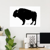 Black & White Bison Buffalo Silhouette Pop Poster (Heimbüro)