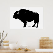 Black & White Bison Buffalo Silhouette Pop Poster (Küche)