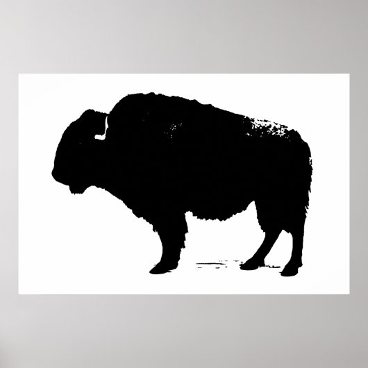 Black & White Bison Buffalo Silhouette Pop Poster (Vorne)