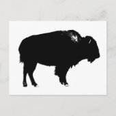 Black & White Bison Buffalo Silhouette Pop Postkarte (Vorderseite)