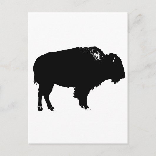 Black & White Bison Buffalo Silhouette Pop Postkarte (Vorderseite)