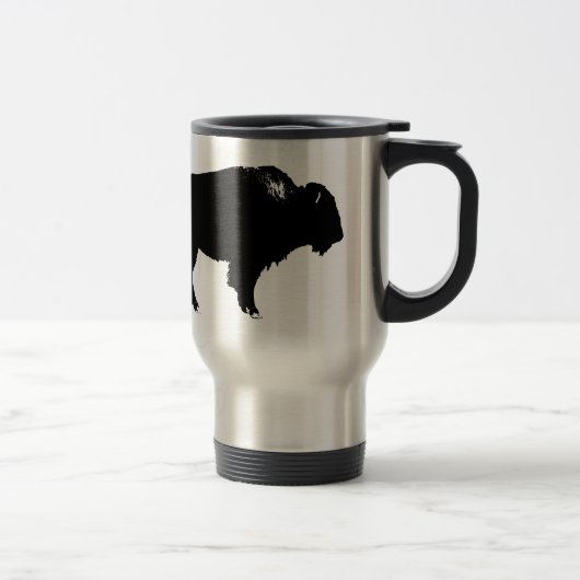 Black & White Bison Buffalo Silhouette Pop Reisebecher (Rechts)