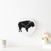 Black & White Bison Buffalo Silhouette Pop Runde Wanduhr (Zuhause)