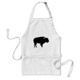 Black & White Bison Buffalo Silhouette Pop Schürze