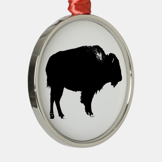 Black & White Bison Buffalo Silhouette Pop Silbernes Ornament (Rechts)