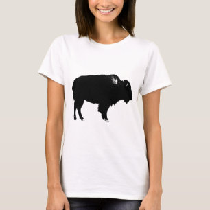 Black & White Bison Buffalo Silhouette Pop T-Shirt