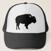Black & White Bison Buffalo Silhouette Pop Truckerkappe (Vorderseite)